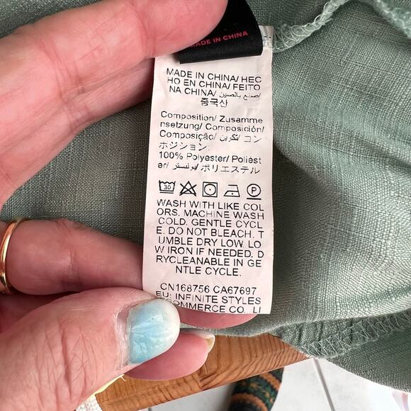 Spaghetti Strap Babydoll Cami Top Womens L Sage Green Spring Peplum Fairycore - Picture 13 of 16